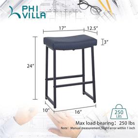 img 1 attached to PHI VILLA Bar Stools Set of 2 Counter Height,24 inches Saddle-Seat Counter Stools: Blue, 🪑 Backless Design with Footrest - Ideal for Kitchen Counter, Island, and Dining Room - 2 Pack