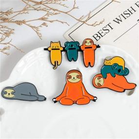 img 3 attached to 🐨 Cute and Funny Sloth Enamel Pin Set: Lazy Animal Koala, Cat, Stethoscope, Fruits, Green Plant Lapel Pins for Girls