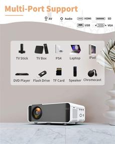 img 1 attached to 🎥 Jimwey Mini Portable Movie Projector 1080P-Supported - Full HD Outdoor Video Projector, 50000 Hrs LED Lamp Life, Compatible with TV Stick, PS4, HDMI, USB, AV for Home Cinema [2021 Upgraded]