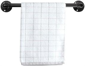 img 4 attached to Sumnacon 16 Inch Industrial Iron Pipe Towel Rack Holder - Heavy Duty Rustic Hand Towel Bar, Vintage Style Grab Bar/Door Handle for Bathroom and Kitchen - Includes Screws, Black