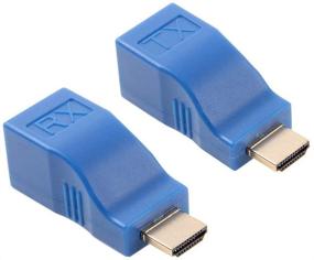 img 3 attached to 🔌 H-COME HDMI Ethernet Network Extender Adapter Over RJ45 Cat5-e Cat6 Cable - Диапазон до 100 футов (передатчик + приемник, 1 порт RJ45)