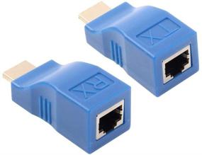 img 2 attached to 🔌 H-COME HDMI Ethernet Network Extender Adapter Over RJ45 Cat5-e Cat6 Cable - Диапазон до 100 футов (передатчик + приемник, 1 порт RJ45)