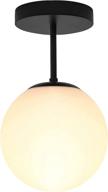 stylish matte black semi flush mount ceiling light fixture with led bulb - ideal for hallway, bedroom, kitchen, bathroom & more! logo