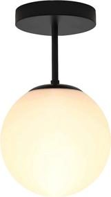 img 4 attached to Stylish Matte Black Semi Flush Mount Ceiling Light Fixture with LED Bulb - Ideal for Hallway, Bedroom, Kitchen, Bathroom & More!