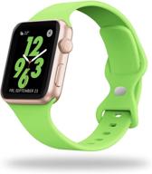 🍏 stg мягкий силиконовый спортивный ремешок для apple watch 38мм 40мм 42мм 44мм, совместимая замена для ремешка iwatch se серия 6/5/4/3/2/1 (38/40мм, яблочно-зеленый) логотип