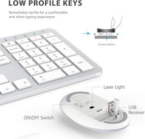 img 1 attached to 🖥️ iClever GK08 Rechargeable Wireless Keyboard and Mouse - Ergonomic Full Size Design with Number Pad, 2.4G Stable Connection - Slim White Keyboard and Mouse for Windows, Mac OS Computer