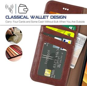 img 2 attached to Arae Compatible With Case IPhone 12 And IPhone 12 Pro Wallet Flip Cover With Card Holder And Wrist Strap - Brown