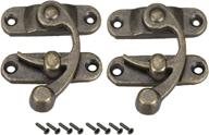 🔒 uxcell antique vintage lock clasp: swing arm latch hook hasp - plated bronze, 42mm x 36mm, 2 pcs with screws логотип