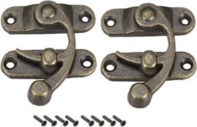 img 4 attached to 🔒 uxcell Antique Vintage Lock Clasp: Swing Arm Latch Hook Hasp - Plated Bronze, 42mm x 36mm, 2 pcs with Screws