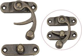 img 2 attached to 🔒 uxcell Antique Vintage Lock Clasp: Swing Arm Latch Hook Hasp - Plated Bronze, 42mm x 36mm, 2 pcs with Screws