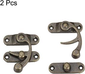 img 1 attached to 🔒 uxcell Antique Vintage Lock Clasp: Swing Arm Latch Hook Hasp - Plated Bronze, 42mm x 36mm, 2 pcs with Screws