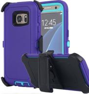 📱 galaxy s7 case: aicase heavy duty full body tough 4 in 1 rugged shockproof cover with belt clip - purple logo