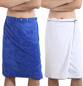 img 4 attached to 🚿 Men's Adjustable Shower Wrap Bath Towel: kilofly 2pc with Snap Closure, 27 x 55 inch