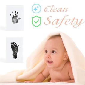img 3 attached to MengNi Medium Baby Footprint Handprint Pet Paw Print Kit - 4 Ink Pads & 8 Imprint Cards for Precious Memories