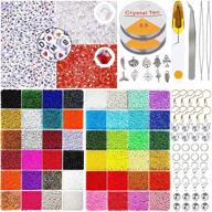 📿 43000pcs 12/0 - 2mm glass seed beads bracelet making kit + 260pcs letter beads + 300pcs faceted glass beads for jewelry making - complete tools & accessories logo