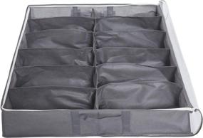 img 2 attached to 👠 Surblue Grey Under Bed Shoe Organizer Storage Bag - Transparent Skylight, Zippered, 12 Pairs (Pack of 3)