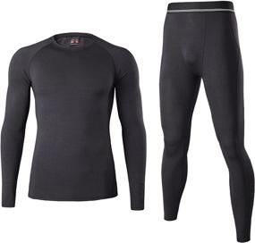 img 4 attached to 🥶 Warm and Cozy Winter Base Layer: Sports Thermal Underwear Set with Fleece Lining for Men - Ideal for Running, Skiing, Cycling, and Hunting Gear