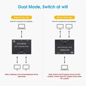 img 2 attached to 🔄 Переключатель Displayport ELUTENG 8K: Двунаправленный переключатель DP 1.4 | 8K @60Гц, 4K @120Гц | 1 к 2/2 в 1 выход | Индикатор LED | Монитор, проектор, телевизор, ПК, ноутбук и другое