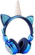 🦄 koraba bluetooth kids headphones with color changing led lights - ideal for boys, girls, and school use (blue unicorn) logo