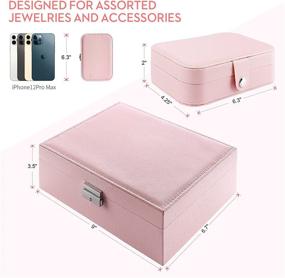 img 2 attached to GOLVER 2-Pack Jewelry Box Organizer: Secure Lock, Travel Case, Adjustable Compartments, Mirror, PU Leather - Pink