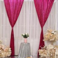 💖 squarepie sequin curtain backdrop: hot pink sparkly 2ft x 8ft 2pcs for stunning wedding party decoration and photography logo