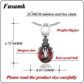 img 3 attached to 🐉 Fusamk Punk Rock Dragon Claw Crystal Ball Pendant Necklace: Unique Titanium Steel Design with 24" Link Chain