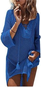 img 1 attached to NFASHIONSO Women's Crochet Tunic Cover Up/Beach Dress: Stylish Swimwear for the Fashion-Forward