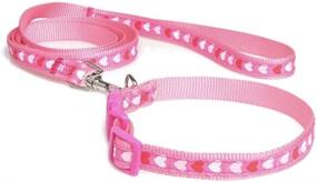 img 2 attached to 🌺 Nylon Collar and Leash Set for Small to Medium Dogs and Cats - Durable, Adjustable, and Stylish Pet Accessory with Floral/Love Hearts Print - Perfect Valentine's Day Gift.