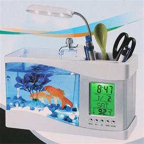 img 3 attached to 🐠 White ATC Mini USB LCD Desktop Lamp Fish Tank Aquarium with LED Clock