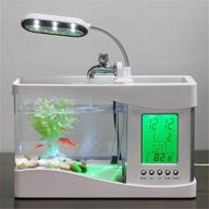 🐠 белый настольный аквариум fish tank с мини-usb и жк-лампой и светодиодными часами логотип