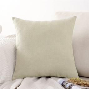 img 4 attached to 🔸 Jepeak Comfy Throw Pillow Cover - Rattan Weave Pattern Cushion Case, Solid Thickened Soft Polyester Linen - Farmhouse Modern Decor Pillow Case for Sofa Couch Bed (Creamy Cheese, 16x16 Inches)