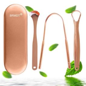 img 4 attached to 👅 Professional Tongue Scrapers Set for Oral Cleaning - BRMDT Tongue Scrapers for Adults and Kids, Reduce Bad Breath, Medical Grade Stainless Steel Tongue Scrapers (3-in-1) with Carrying Case - Rose Gold Finish