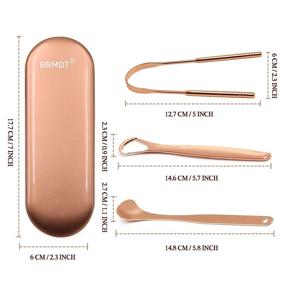 img 2 attached to 👅 Professional Tongue Scrapers Set for Oral Cleaning - BRMDT Tongue Scrapers for Adults and Kids, Reduce Bad Breath, Medical Grade Stainless Steel Tongue Scrapers (3-in-1) with Carrying Case - Rose Gold Finish