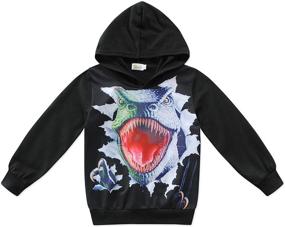 img 4 attached to 🦖 Dinosaur Sleeve Pullover Hoodies for Boys - Fashionable Boys' Clothing Hoodies & Sweatshirts