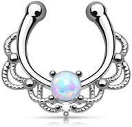 lacey single synthetic opal clip on non-piercing septum hanger ring in 16ga logo