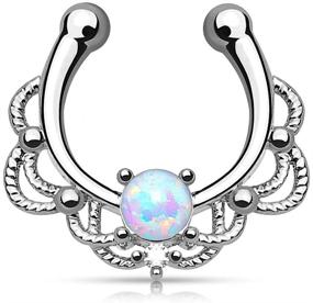 img 2 attached to Lacey Single Synthetic Opal Clip On Non-Piercing Septum Hanger Ring in 16GA