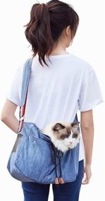 img 1 attached to 🐶 Small Dog and Cat Sling Carrier - Hands-Free Pet Puppy Outdoor Travel Bag by LAPOND