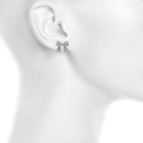 img 1 attached to 💎 Elegant Pave Crystal Bow Stud Earrings by Lux Accessories: Delicate and Chic