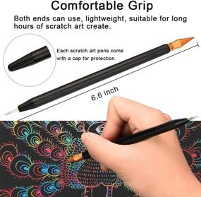 img 3 attached to 🎨 14 PCS Dual Tip Scratch Tools: Vibrant Color Pen Stylus Set for Creative Adult & Kids Paper Art | Scratch, Color, Paint, and Create Masterpieces