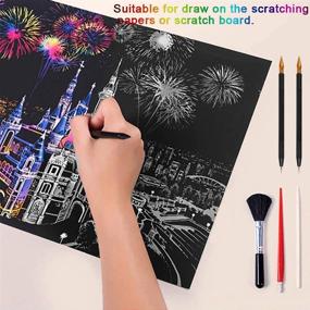 img 1 attached to 🎨 14 PCS Dual Tip Scratch Tools: Vibrant Color Pen Stylus Set for Creative Adult & Kids Paper Art | Scratch, Color, Paint, and Create Masterpieces