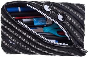 img 3 attached to 🖤 Stylish and Functional: ZIPIT Boys' Jumbo Pencil Case in Black, L