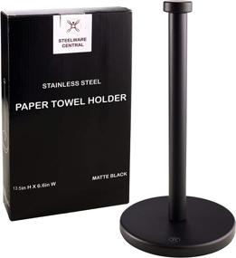 img 4 attached to Stylish and Sturdy: Steelware Central Paper Towel Holder in Sleek Matte Black Stainless Steel