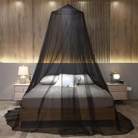 img 1 attached to Mengersi Black Mosquito Net Bed Canopy with Large Hanging Curtains for Twin, Full, Queen, and King Size Beds - Quick and Easy Installation for Garden, Camping, Travel, and Bedroom Accessories