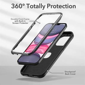 img 3 attached to YOUMAKER Shockproof iPhone 12 & iPhone 12 Pro Case with Built-in Screen Protector - Full Body Protective Heavy Duty Cover for 6.1 inch iPhone 12/12 Pro - Black Gray