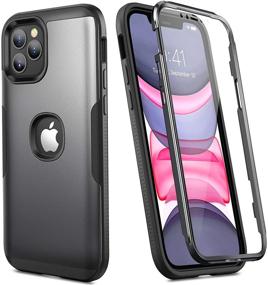 img 4 attached to YOUMAKER Shockproof iPhone 12 & iPhone 12 Pro Case with Built-in Screen Protector - Full Body Protective Heavy Duty Cover for 6.1 inch iPhone 12/12 Pro - Black Gray