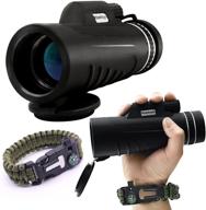 lakefall gear 10x42 monocular telescope for hiking, camping, hunting - ideal gear for men & women, includes free paracord bracelet logo