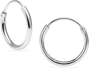 img 4 attached to 💎 Sterling Silver Thin Endless Infinity Sleeper Small Hoop Earrings for Cartilage, Nose, Lips - Assorted Colors by SILVERLINE JEWELRY