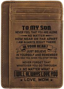 img 3 attached to 👩 Engraved Leather Wallet for Mom and Son