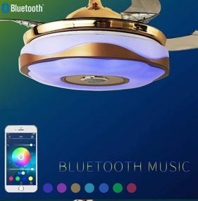 img 1 attached to 🎵 AFANQI 36" Modern Smart Bluetooth Music Player Ceiling Fan With Light - Remote Control, Dimmable 7 Colors, 3 Speeds Stealth Blade LED Kit - Silent Motor Fan Chandelier (36"-7 colors)