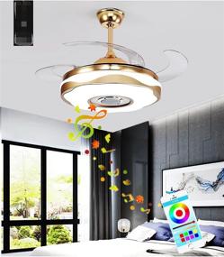 img 4 attached to 🎵 AFANQI 36" Modern Smart Bluetooth Music Player Ceiling Fan With Light - Remote Control, Dimmable 7 Colors, 3 Speeds Stealth Blade LED Kit - Silent Motor Fan Chandelier (36"-7 colors)